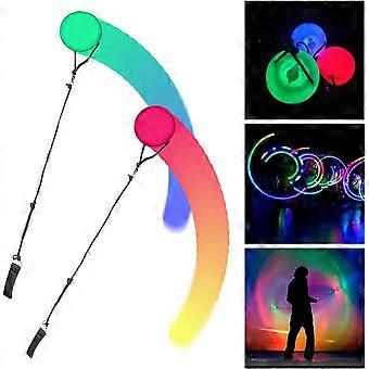Confezione da 2 palline POI a LED migliorate, palle da giocoliere POI con colori arcobaleno ed effetto stroboscopico, bambini e adulti