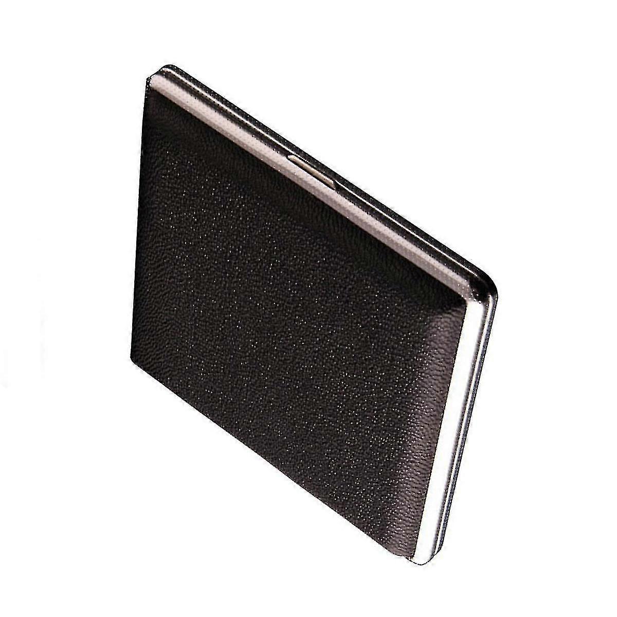 Cigarette Case, Black Leather Surface Metal Box(hold 20 Cigarette)