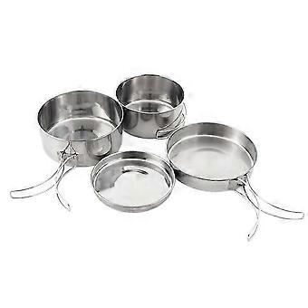 4Pcs Stainless Steel Camping Cookware Set - Pot, Bowl & Utensils for Hiking, Picnic, Outdoor Cooking Portable