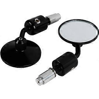 XMT-MOTO Universal 3 Round 78 22mm Handle Bar End Rearview Side Mirrors For Motorcycle, Black, Mirror Size:3 inch