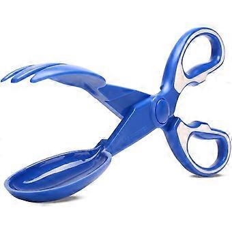 Ramasse-crottes portable pour chiens et chats, pelle à crottes de type pince à ciseaux, outil de nettoyage pour ramasser les déjections (bleu)