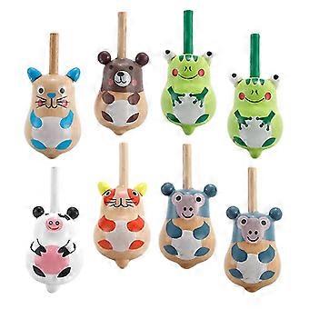 8Pcs Wooden Gyro Toys, Chinese Traditional Wood Toys for Kids Play