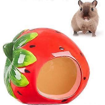 Klein dier Schuilplaats van huisdieren, Aardbei-vormige Dwerg hamster Hideaway Mijn buurman Totoro Hamster En Gracieuze Hamster Kat Gat 12 * 9 * 9cm