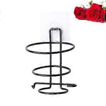 Hair Dryer Rack Wall Mounted Hair Dryer Storage Rack Hair Blower Holder Bathroom Accessories (Black)