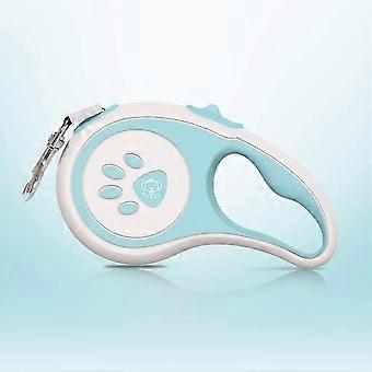 Einziehbare Hundeleine mit einem Knopf Stop / Block-Lock, 5m Stretch starkes Nylonband, großer ergonomischer Griff (blau)