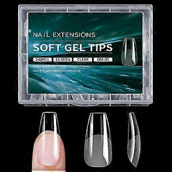 Square Gel Nail Tips 240pcs Full Coverage Clear Square Shape, Easy Apply Nail Extensions