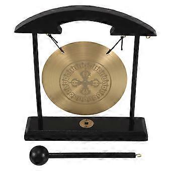 Zen Art Brass Chinese Feng Shui Desktop Gong with Stand  and Rammer for Home Office Table Decor Collectible Figurines Zen Art Desktop Ornament