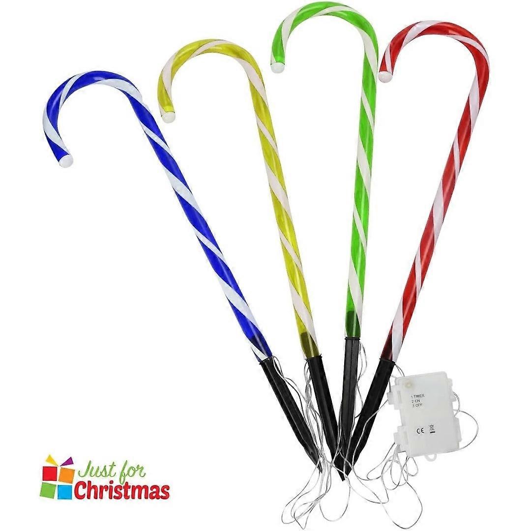 Multicoloured 4Pcs Candy Cane Lights LED Christmas