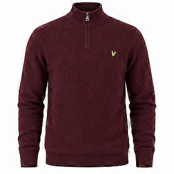 Lyle & Scott Pullover mit Viertelreißverschluss aus Lammwollmischung, Rote-Bete-Meliert