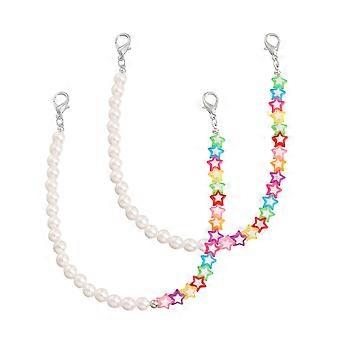 Women Shoe Chain for Decoration 1Pair Pearl Beaded Five Pointed Star Charm
