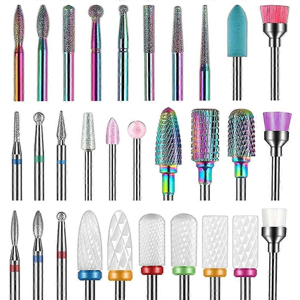 30pc Ceramic Tungsten Nail Drill Bit Kit