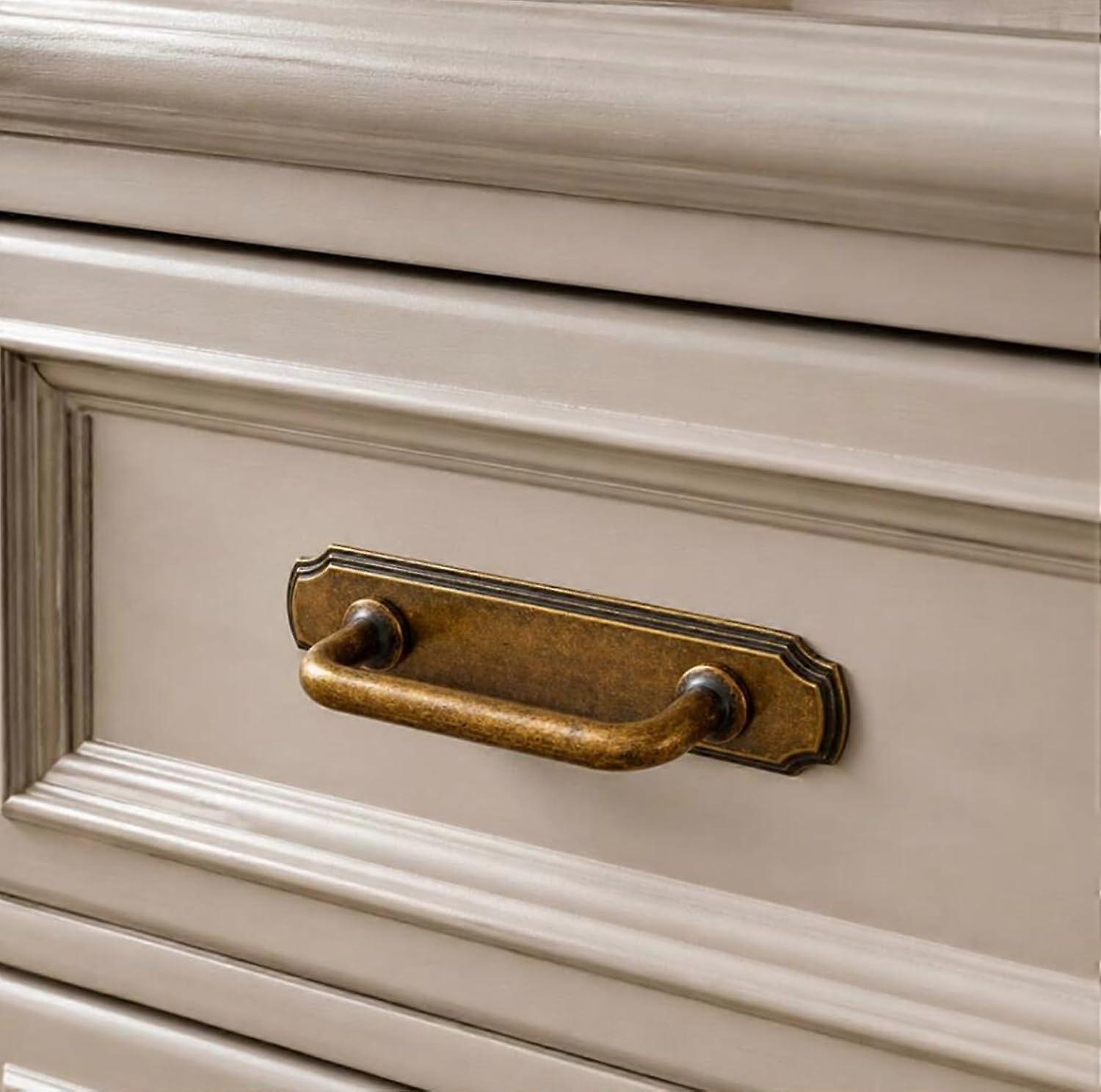 Antique Brass Cabinet Handle with Backplate Drawer Pulls