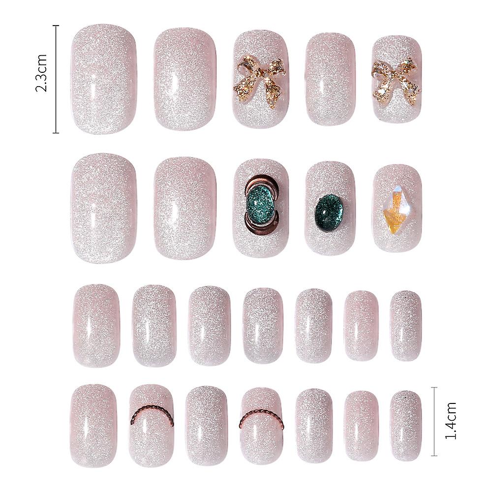 24pcs Silver Glitter Artificial Nails Durable False Artificial Nails