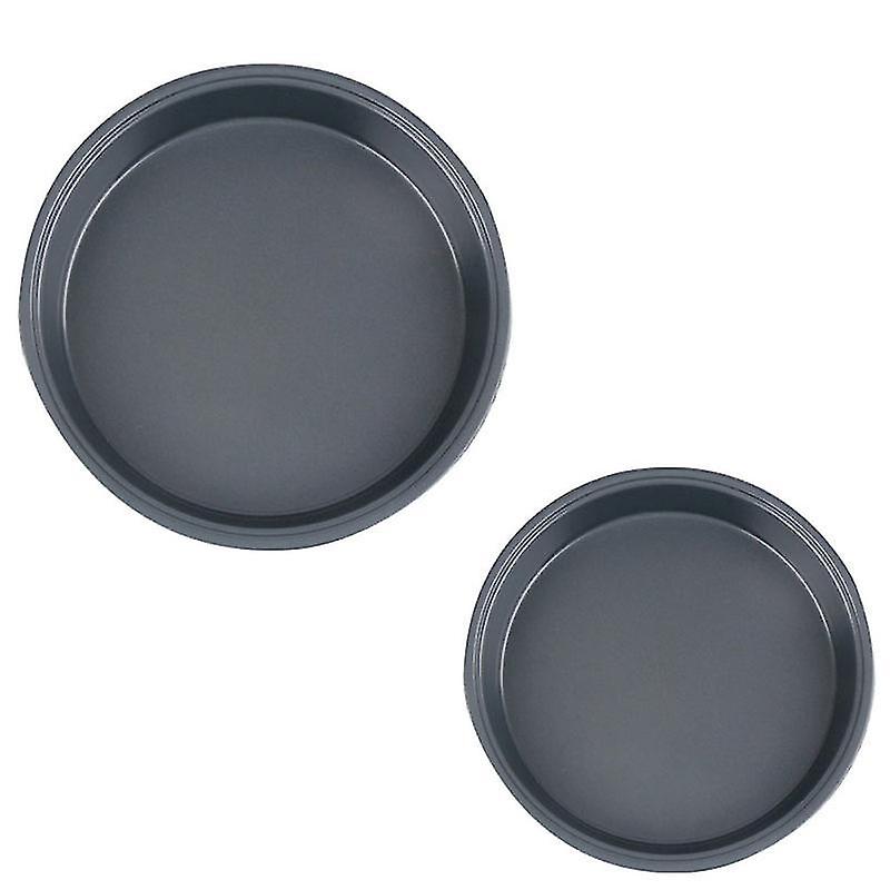 25X25cm Black Roasting Pans 2pcs Round Baking Pans Non-stick Pizza Baking Plates Practical Kitchen B
