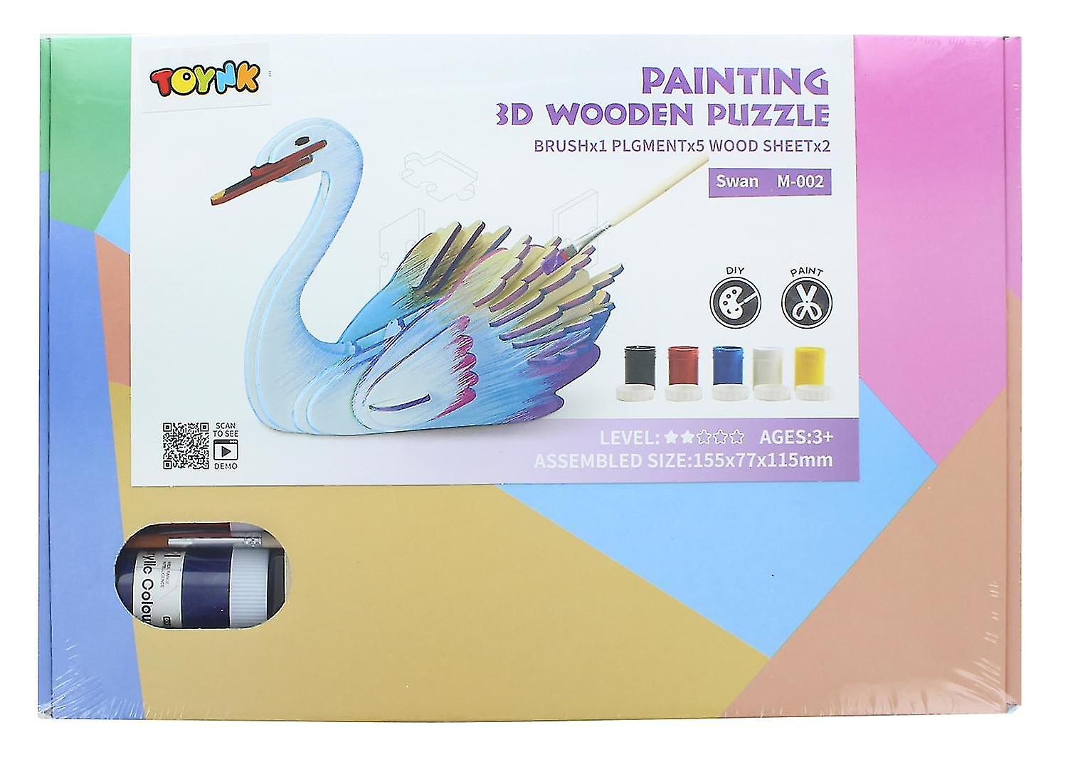 3d Wooden Painting Puzzle  Swan @bugu
