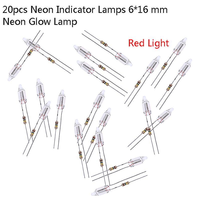 20pcs Neon Indicator Lamps With Resistance Connected To 220v 6*16 Mm Indicator