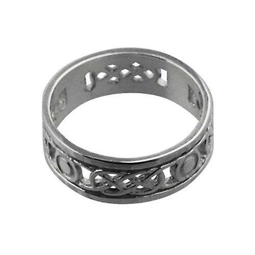 9ct White Gold 6mm pierced Celtic Wedding Ring Size Q
