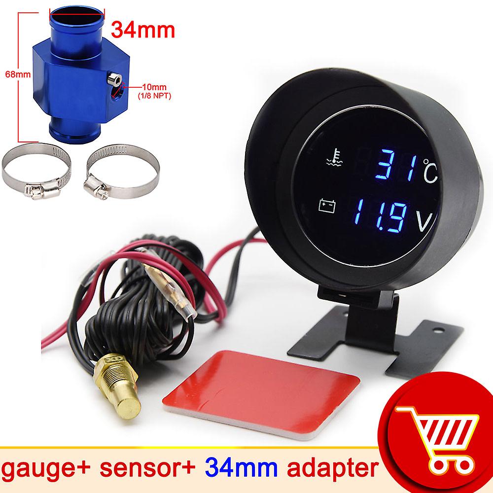 Misuratore di temperatura dell'acqua del misuratore di temperatura dell'acqua del motociclo HD + sensore di temperatura dell'acqua da 1/8 Npt Termometro adattatore per voltmetro per auto