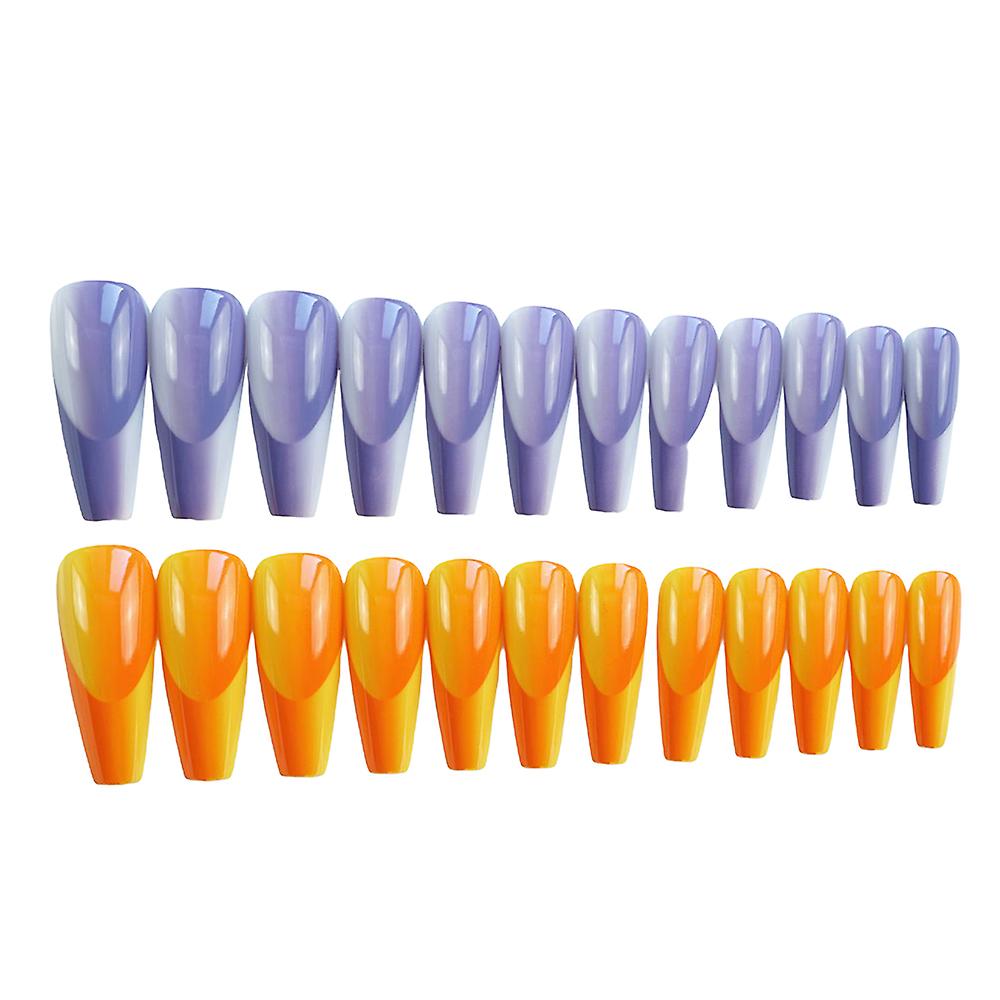 24pcs Long False Nail Polish-free Durable Use Nail Manicure Set