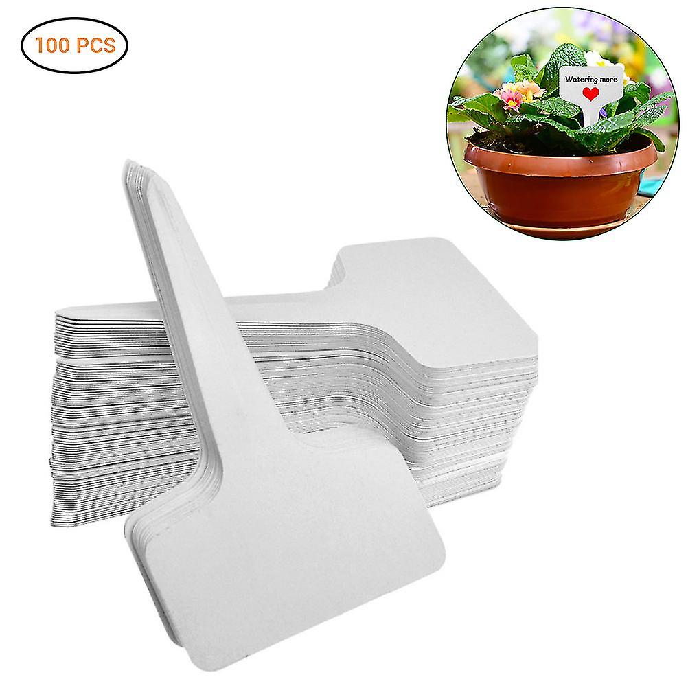 100PCS άσπρες αδιάβροχες ετικέτες φυτών κήπων Τ-σχήματος PVC ανθεκτικές ετικέτες γραφής για τη σήμανση φυτωρίων 6x10cm εύκολο να γράψει Reusabl