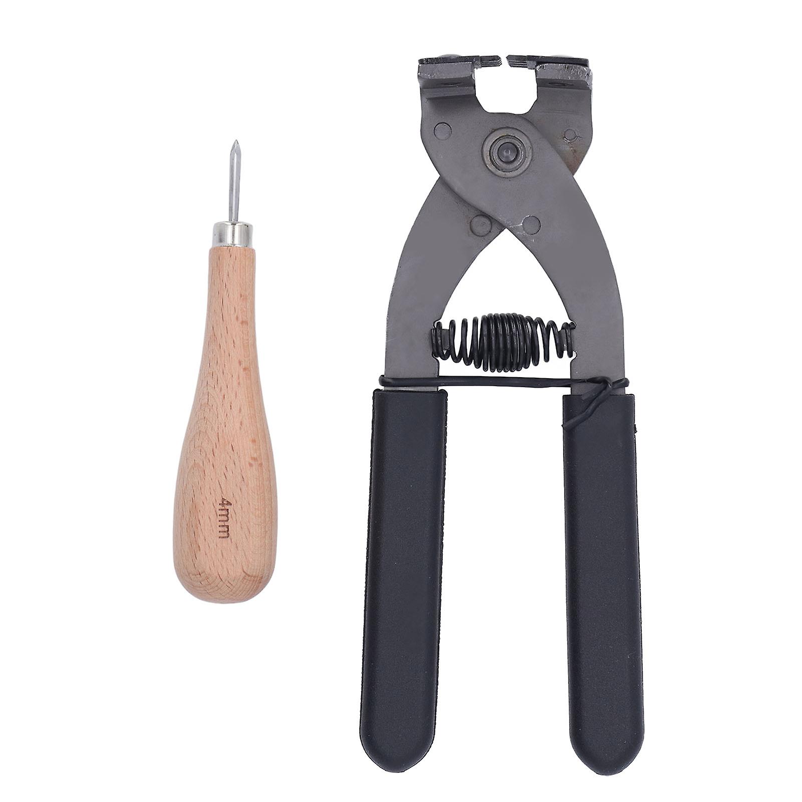 Leather Silent Pliers Diamond Awl Black Handle 4mm 4 Teeth High Hardness Carbon Steel Leather Awl for Leathercraft