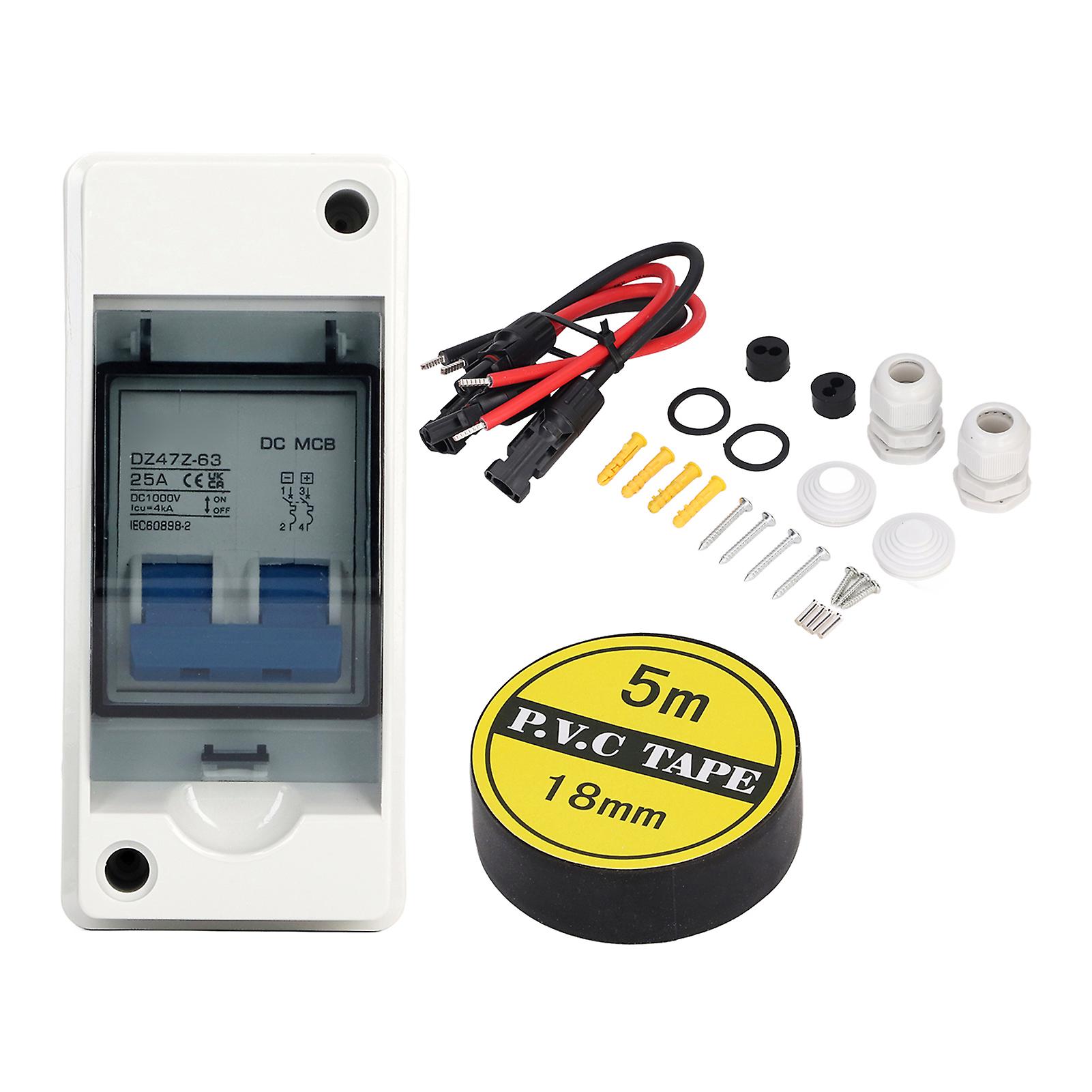 25A DC Miniature Circuit Breaker IP65 Waterproof with Transparent Cover, 1000V Disconnect Switch for Solar Power System Protection