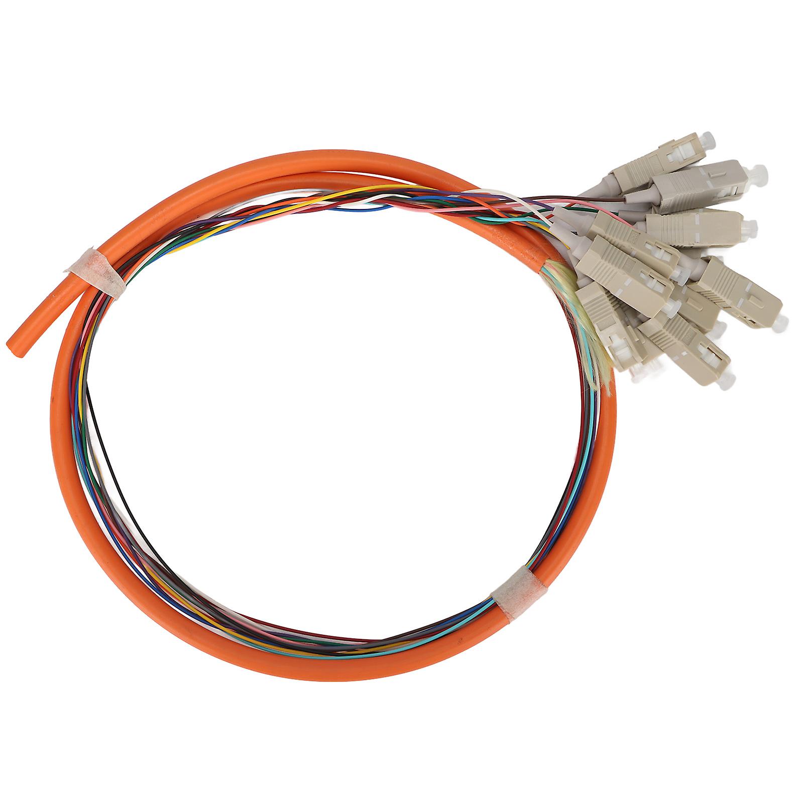 Fiber Optic Cable 1 Meter 12 Strand Multimode Low Insertion Loss Ceramic Ferrule Patch Cord for Telecommunication