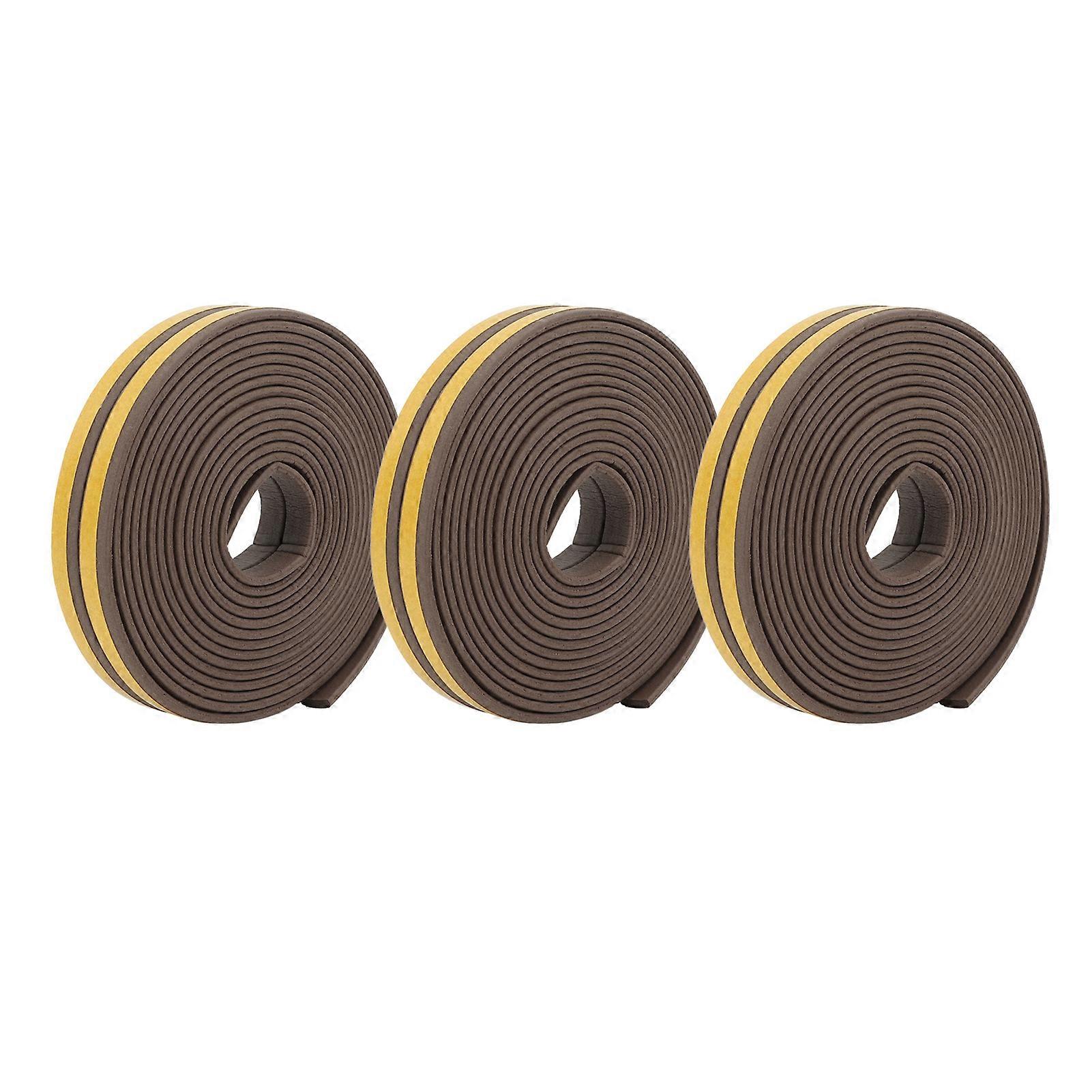 6Pcs Foam Weather Stripping Door Seal Strip Insulation Tape Roll Self Adhesive Sealing Weatherstrip Brown