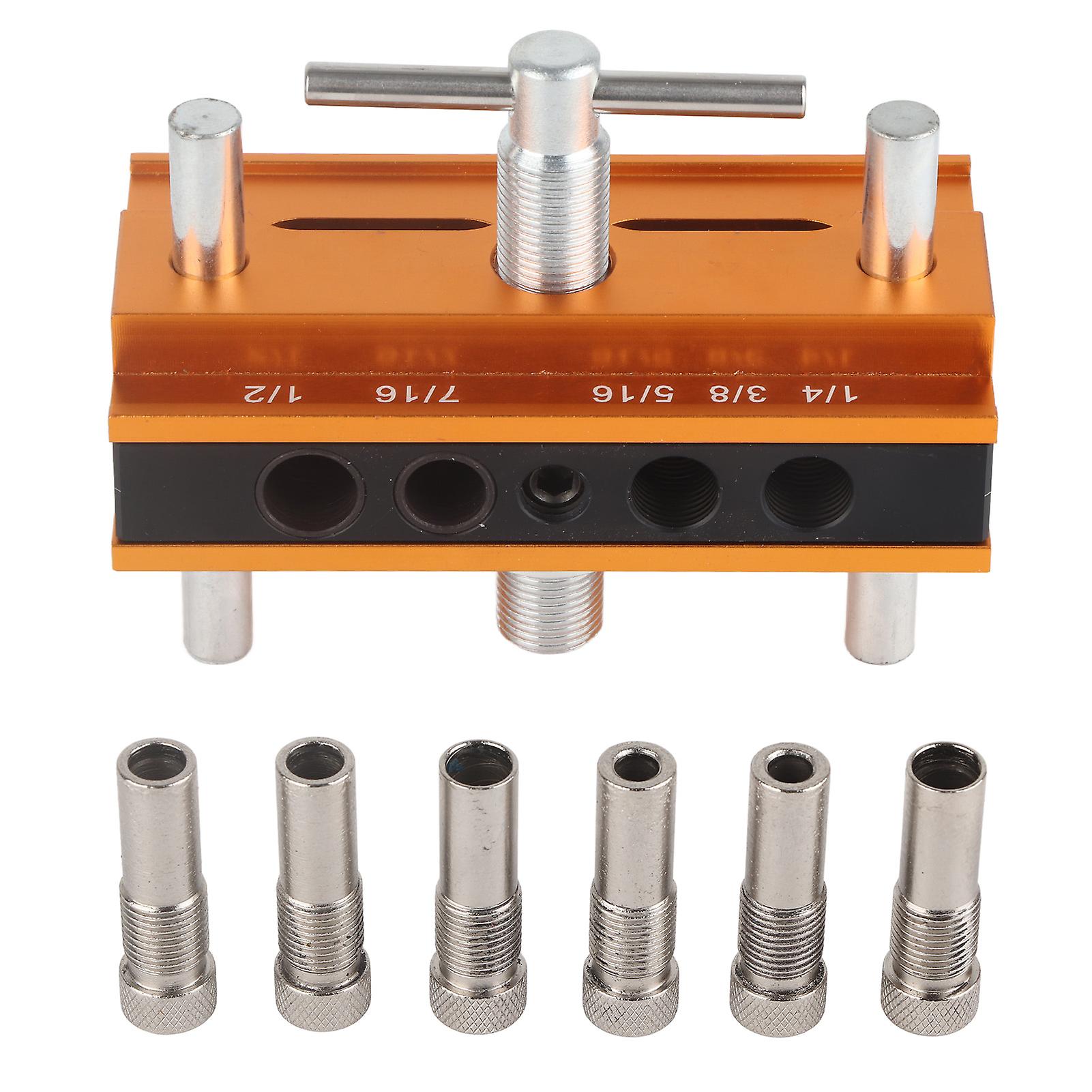 Self Centering Dowelling Jig, Aluminum Alloy Drilling Guide Bushings Set Wood Puncher Locator 64mm Width