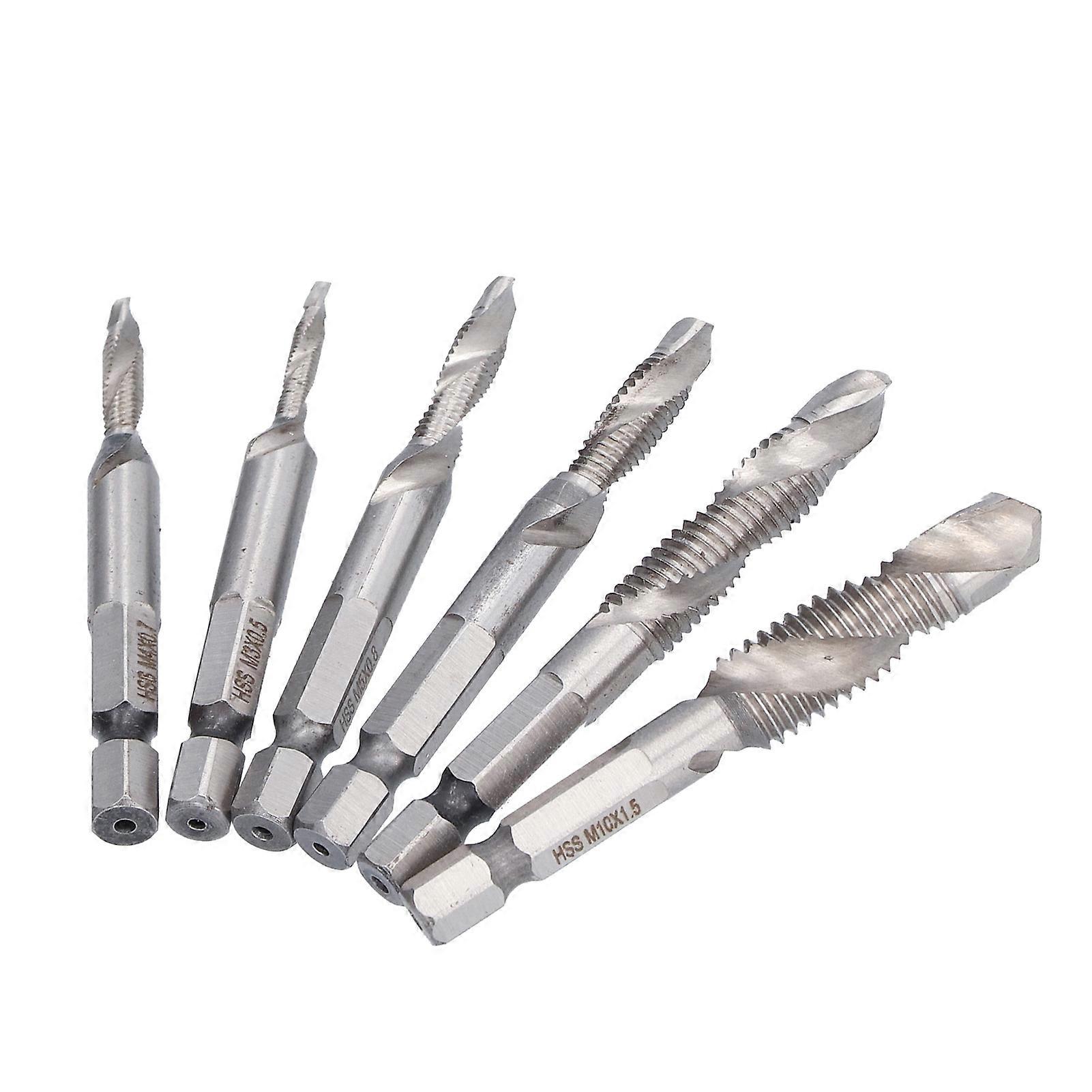 Drill Tap Bit Set Hex Shank Metric Combo HSS Ti Plated Screw Deburr Tool M3 M4 M5 M6 M8 M10