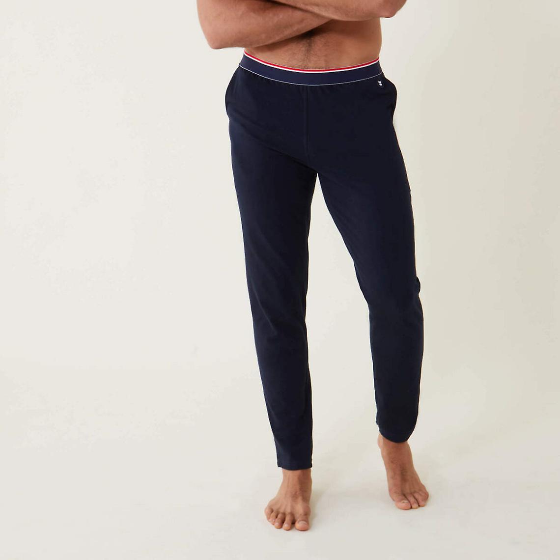 Marineblaue lange Pyjamahose aus Baumwolle
