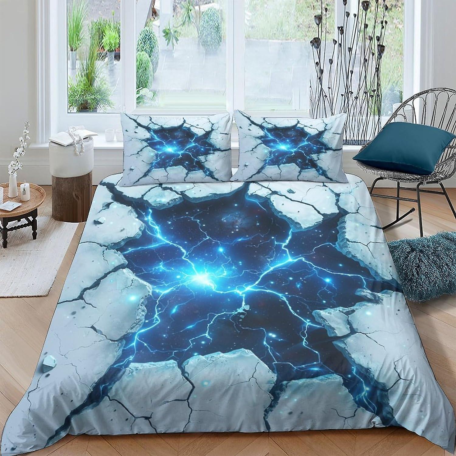 EKENOZ סט מצעי שמיים זרועי כוכבים בנים בנות ערכות כיסוי שמיכה מודפסות תלת מימד ילדים, רוכסן נסתר, כיסוי מיטה, עם כיסוי שמיכת ציפית כפול