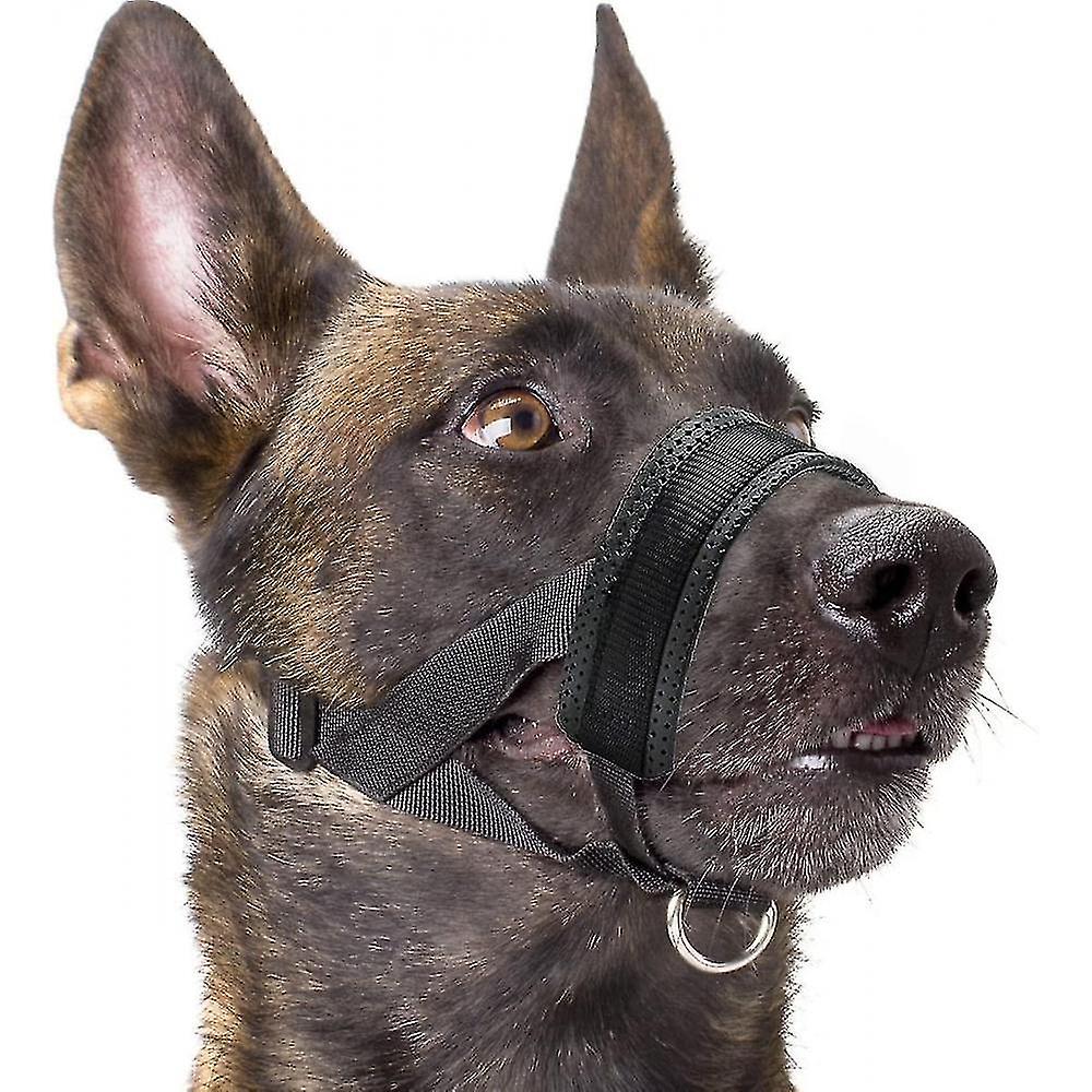 Nylon Soft Dog Muzzle, Anti-bit, Anti-bark, Anti-chew, Adjustable Ring (xl, Black) Cmc