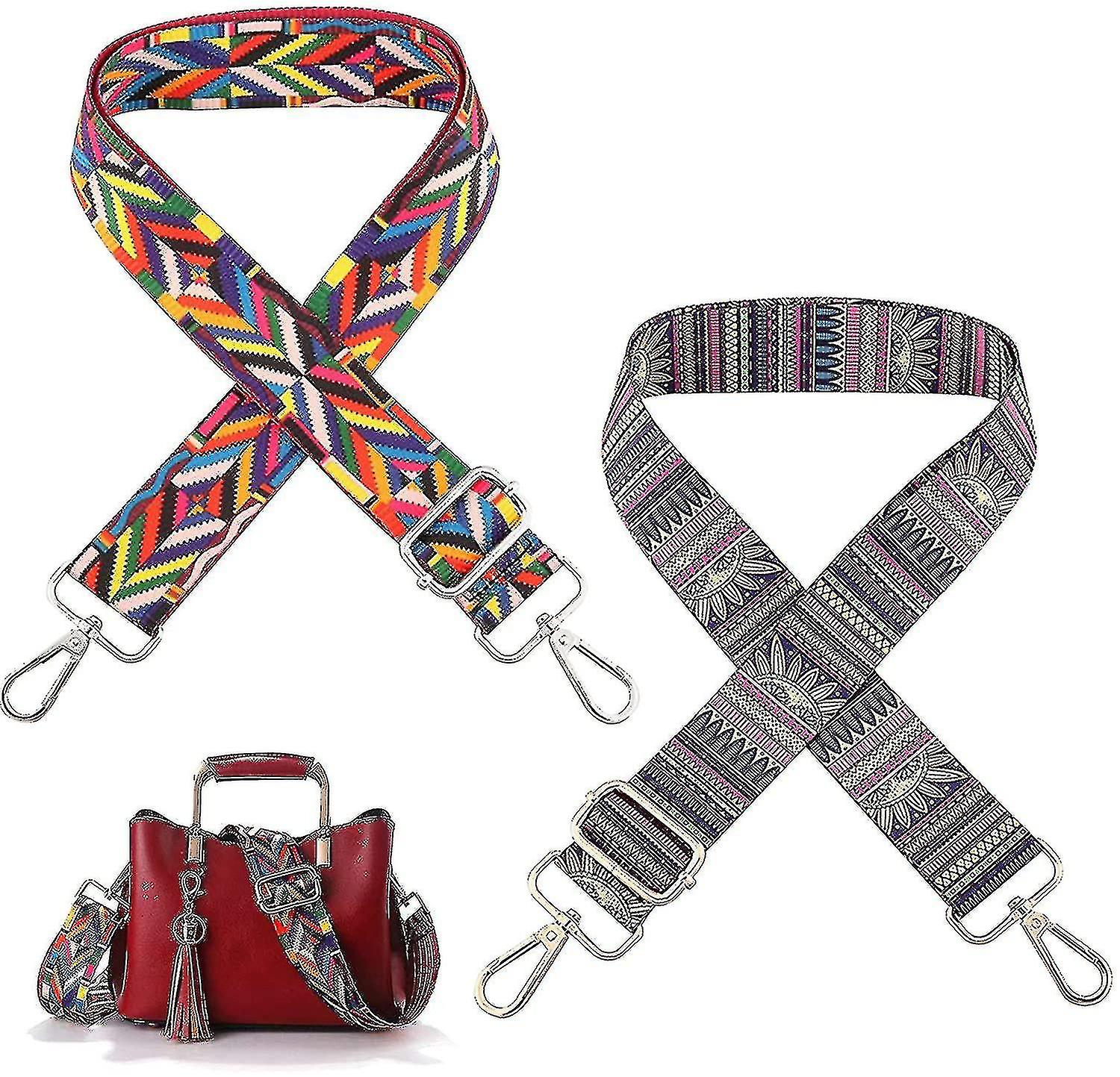 Taskestropper 2stk bred skuldertaske stropper Farverig taskerem Justerbar taskestrop