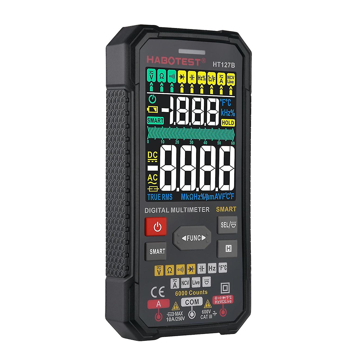 HABOTEST HT127B Smart Digital Multimeter 3.1-inch LCD VA Display 6000 Counts Universal Meter Auto Ra