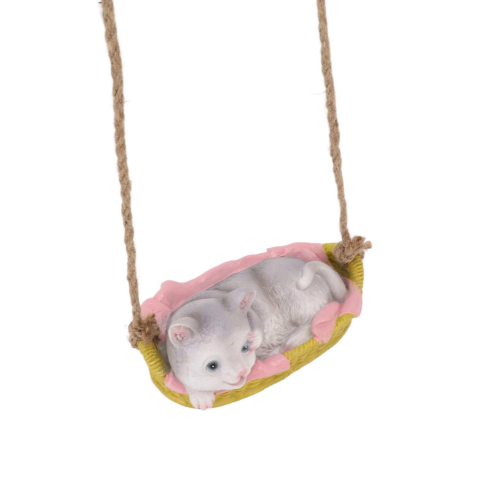 Cat Figurine Resin Kitten Statue Hanging Ornament Home Decoration for Outdoor Garden Grey Cat