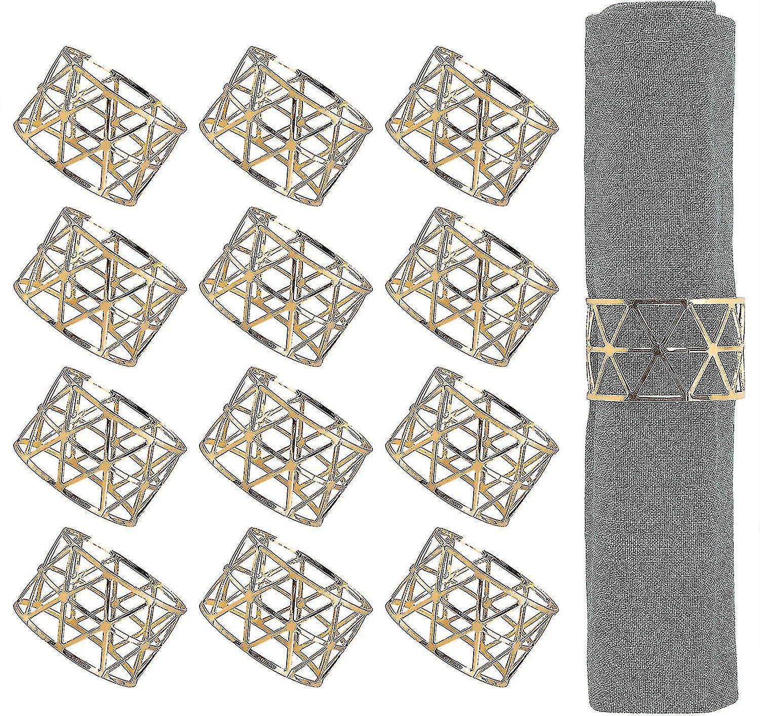 خواتم منديل، 12pcs خواتم منديل الذهب، حاملي خاتم منديل لتناول الطعام