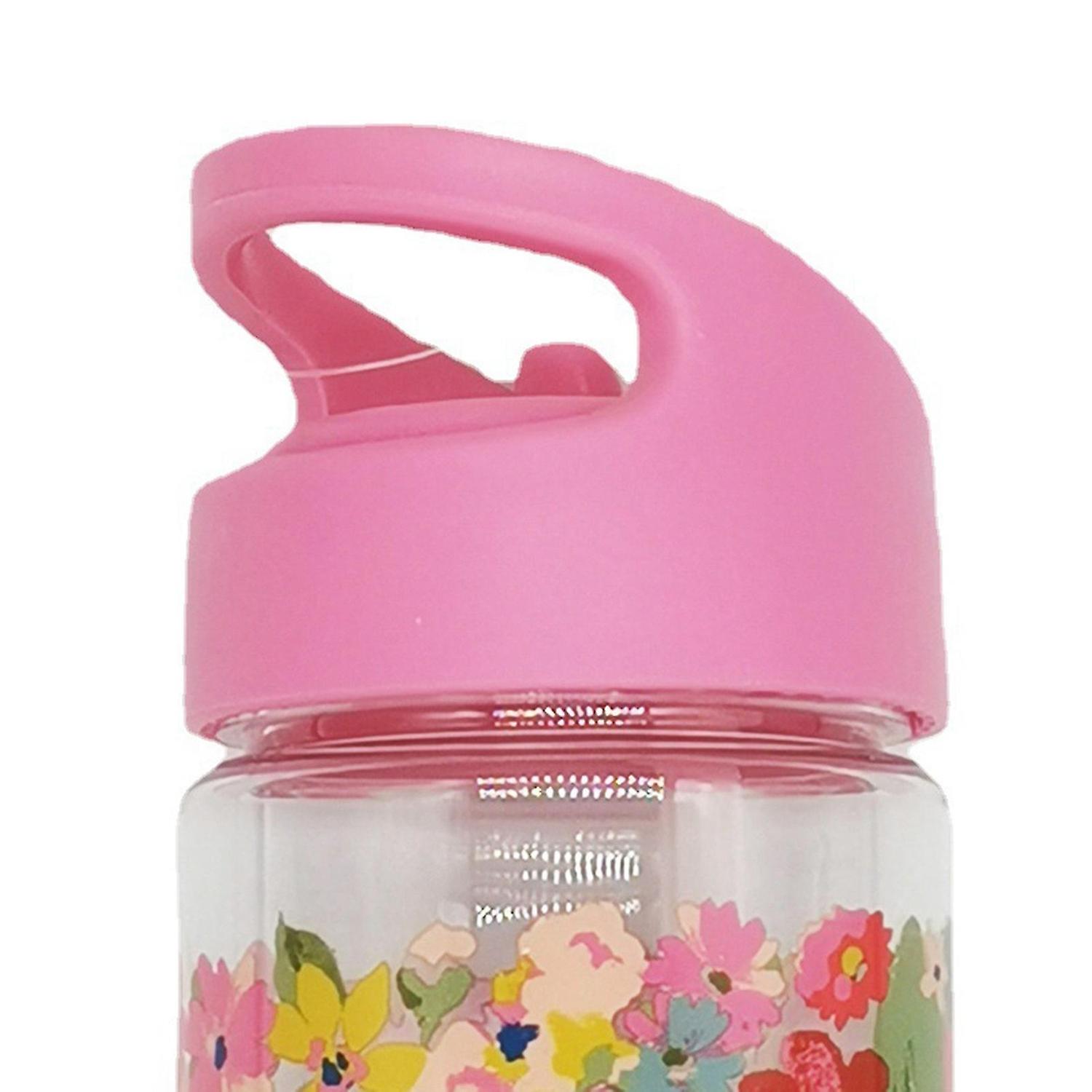 かわいい漏れ防止耐熱ストローカップウォーターボトル子供用ピンクフラワー380ml