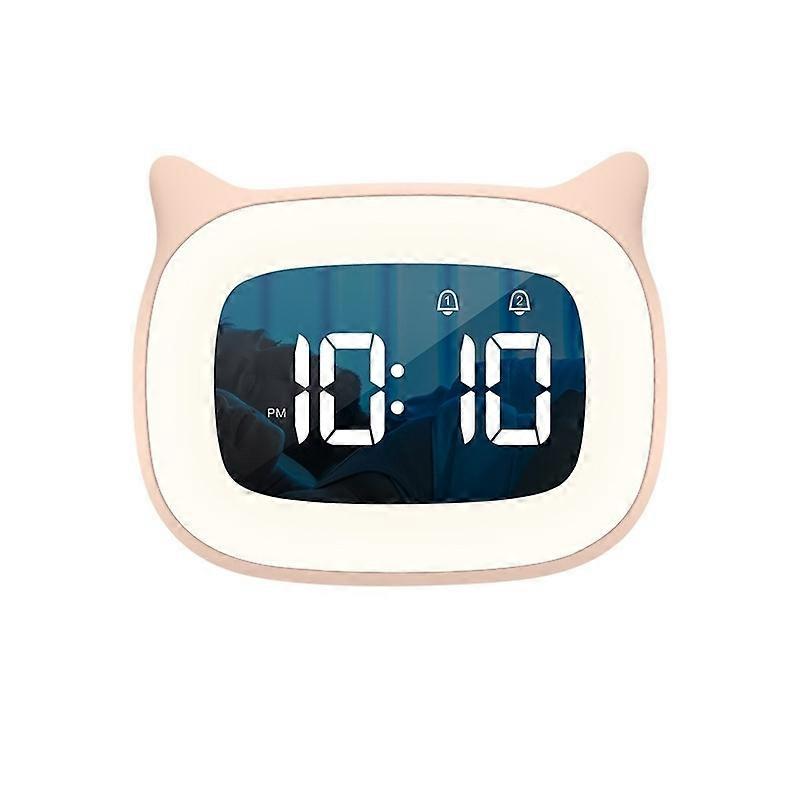 Pink Color Travel Alarm Clock, Portable LCD Digital Clocks with Temperature, 12/24H, Snooze Function