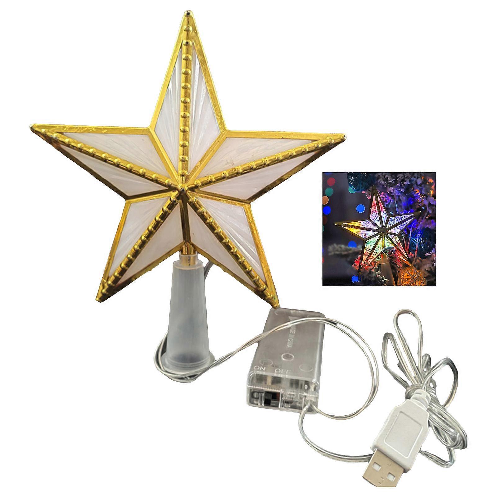 Christmas Tree Topper Star Waterproof Soft Lighting Battery Powered LED Glowing Five-Pointed Star Light Christmas Tree Ornament