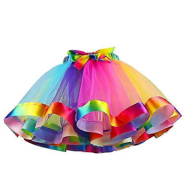 Gökkuşağı Tül Etek Tutu Etek Performans Etek Elbise Renk Gradien Elbise Kadın Kızlar Için (boyut Xl) -YuJia