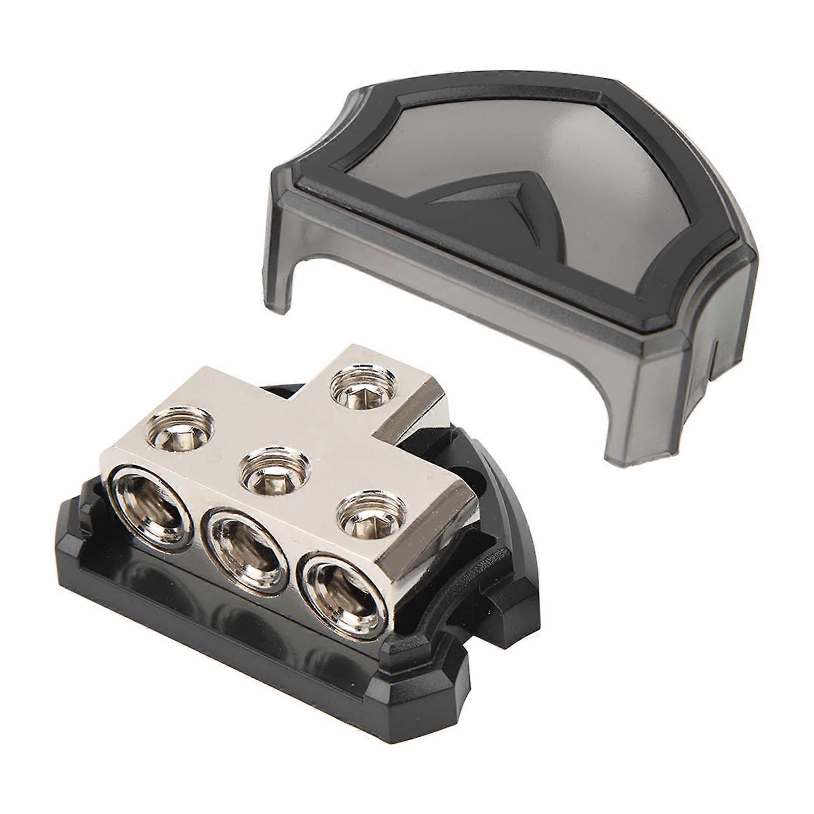 3 Way Power Distribution Block 1x 0/4GA IN 3x 0/4GA OUT Power Ground Distribution Block for Car Boat RV Yacht Audio Amplifier