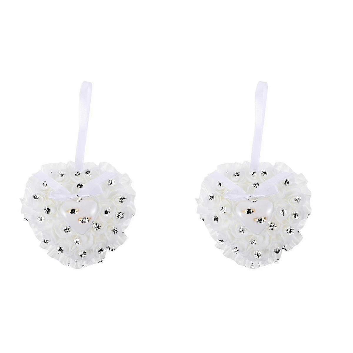 2 Pcs Jewelry Box Heart Rose Flower Ring Box Ring Storage Case For Wedding