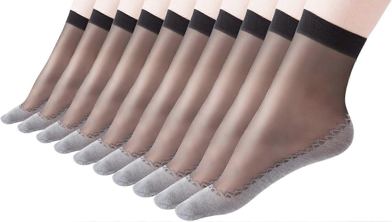 Women's 10 Pairs Silky Thin Nylon Short Ankle Socks