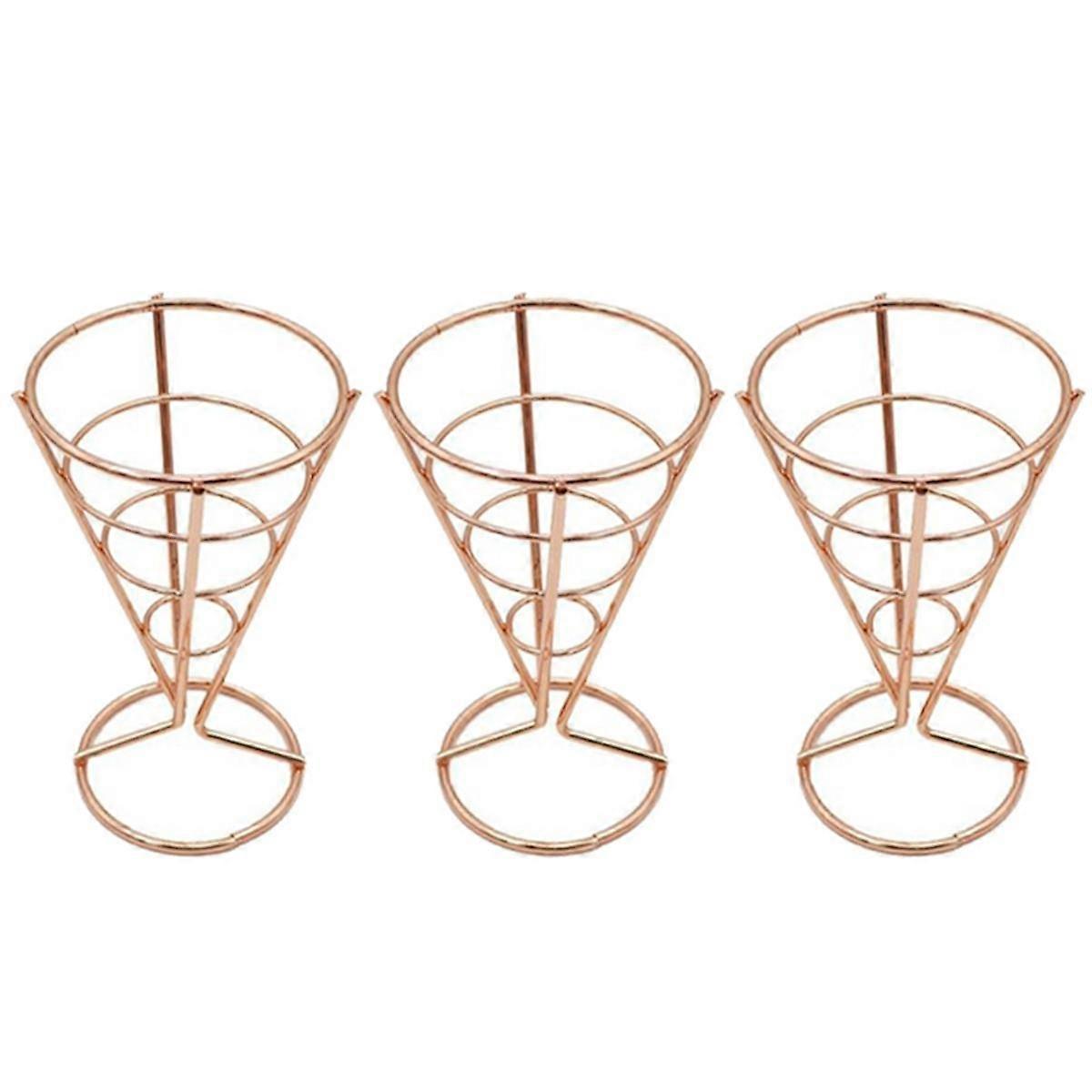 Cone Tableware Bar Western Restaurant Cafe Fried Chicken Rack Snack Basket French Fries Rack Rose Gold