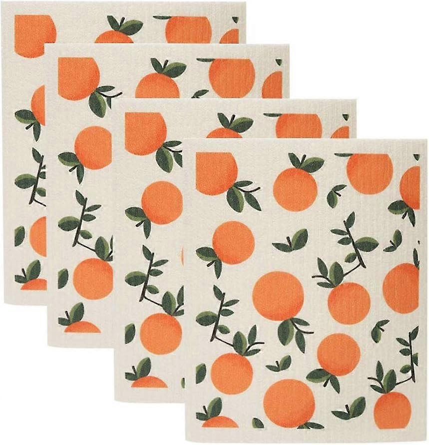 Dish Clothes Reusable Kitchen Dish Towels Absorben and Fast Dry Cleaning Cloths Set of 4 No Odor Wipes (Orange)19*17*0.2cm