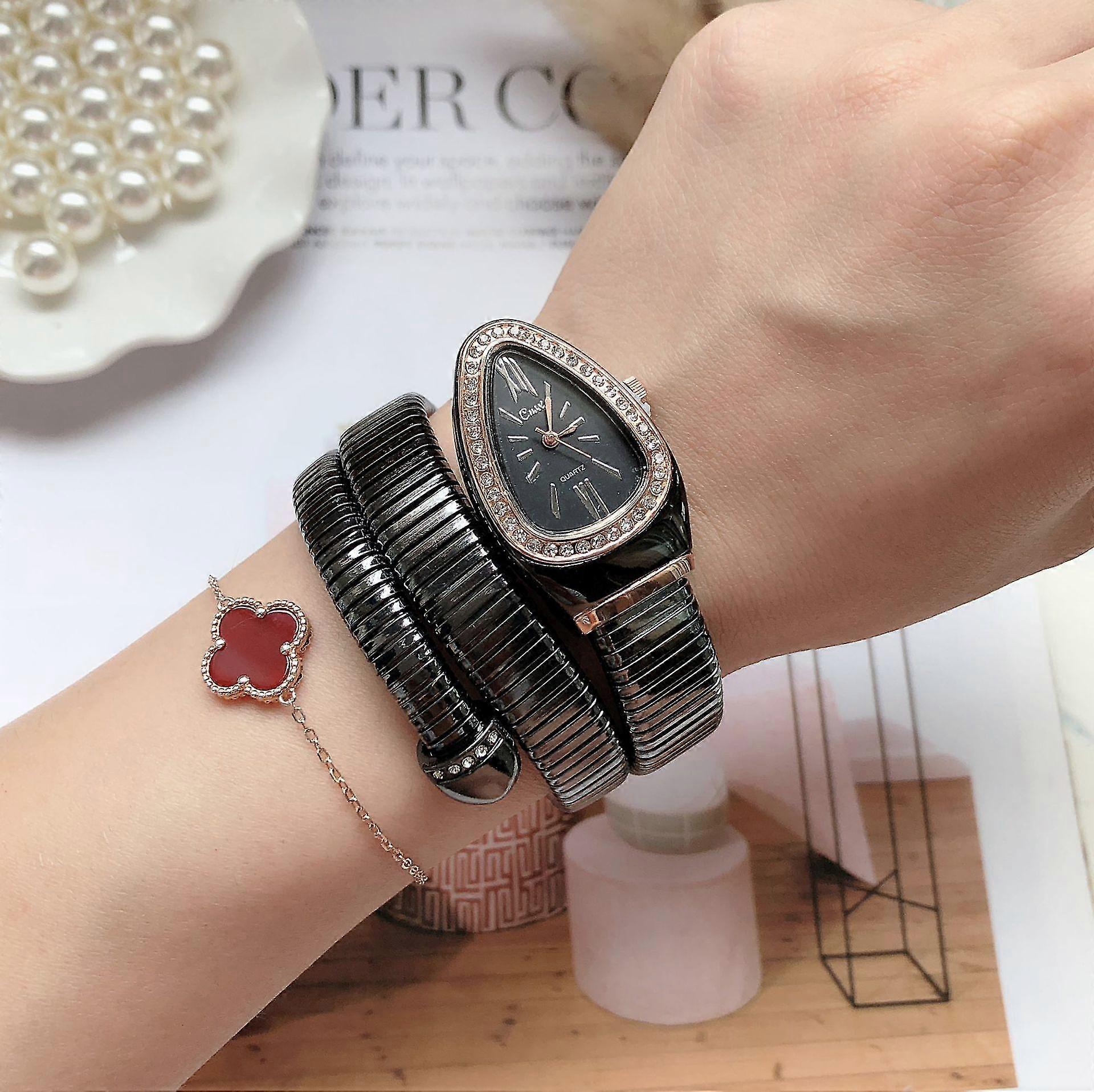 Unique Snake Shaped Watches For Women With Rhinestone Fashion Luxury Brand Ladies Watch Diamond Snake Bracelet Wrist Watch Girl