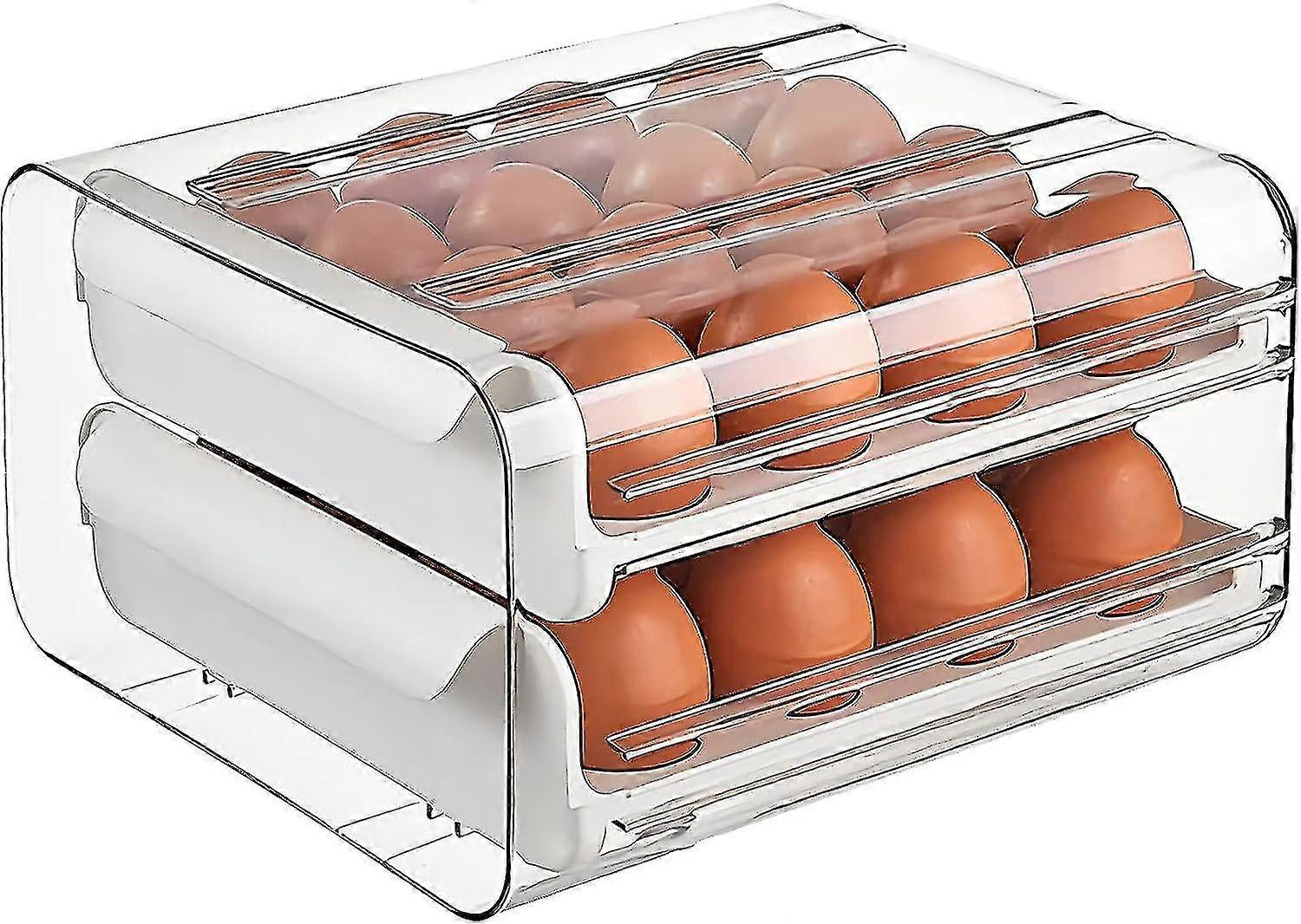 32 Compartment Egg Storage Drawer Container Double Layer Egg Storage Rack