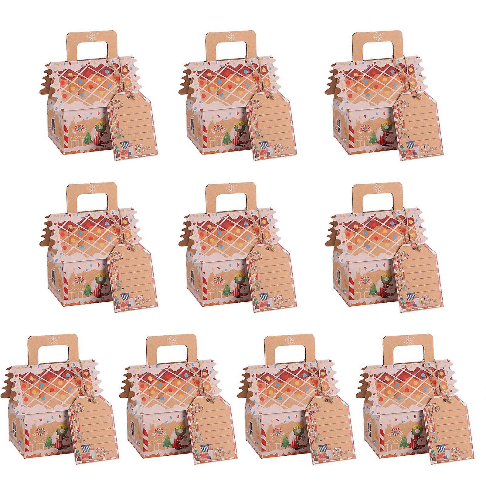 10Pcs Christmas Gift Box Exquisite Workmanship House Shape Cookie Candy Box for Party Festive Decorations