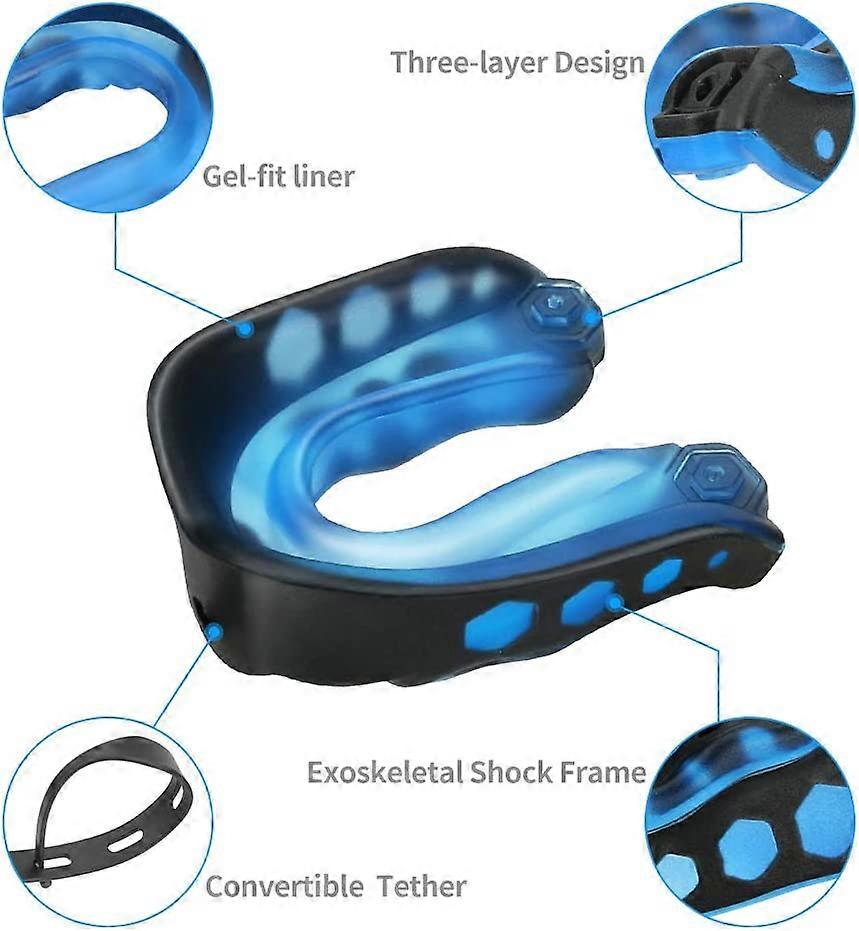 2 Pack Soft Mouth Guard with Strap, Professional Sports Mouthguard for Boxing, J